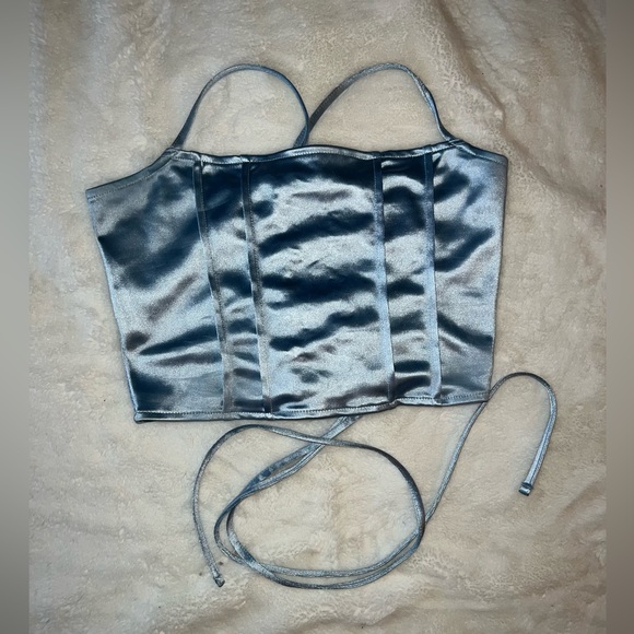 cropped blue tank with strings - Picture 1 of 5